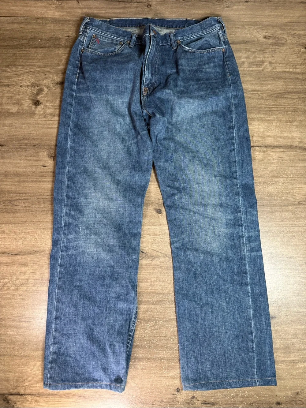 Polo Ralph Lauren Mens Wide Leg Mexico Made 100% Cotton Denim 15941 Jeans 38/34